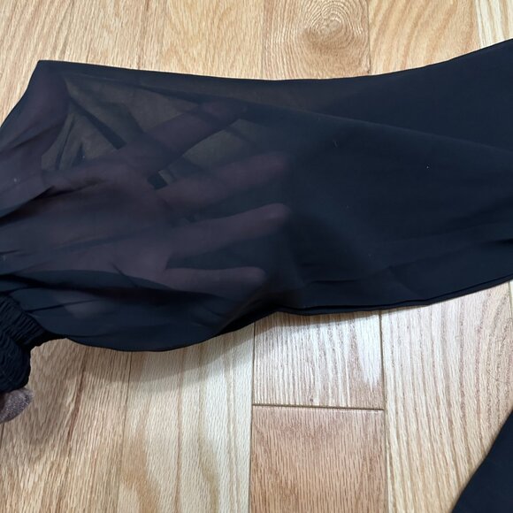 Abercrombie & Fitch Long-Sleeve Sweetheart Puff Sleeve Top - Black Size Small - Picture 9 of 11